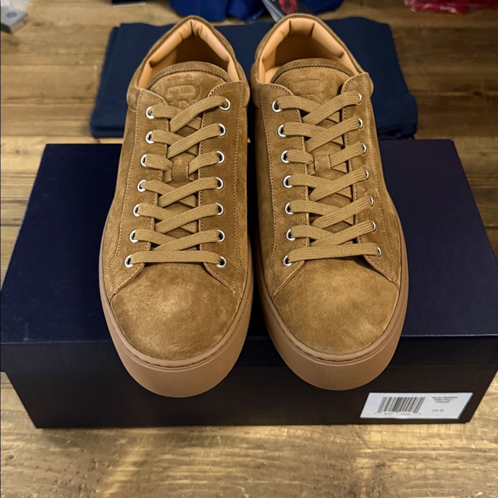 Ralph Lauren Purple Label Men's Severn Calf Suede LowTop Sneakers Cacao NEW $895 - Picture 2 of 16